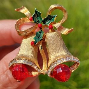 Vintage Holiday Bell Brooch ~ Christmas ~ 1960s or so ~Pretty